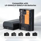 K&F Concept LP-E6NH (2 pezzi) 2600mAh e caricatore LCD a 2 slot, Aggiornamento, Compatibile con Canon EOS R5, R6, EOS R, 5D Mark IV, 5D Mark III, 5DS, 5DS R, 5D Mark II, 6D, 6D Mark II, 7D, 7D Mark II