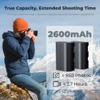 K&F Concept LP-E6NH (2 pezzi) 2600mAh e caricatore LCD a 2 slot, Aggiornamento, Compatibile con Canon EOS R5, R6, EOS R, 5D Mark IV, 5D Mark III, 5DS, 5DS R, 5D Mark II, 6D, 6D Mark II, 7D, 7D Mark II