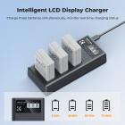 K&F Concept LP-E8 AKKU (3 pezzi) 1200mAh e caricatore LCD a 3 slot, Compatibile con Canon EOS Rebel T3i, T2i, T4i, T5i, EOS 600D, 550D, 650D, 700D, Kiss X5, Kiss X4, Kiss X6