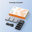 K&F Concept LP-E8 AKKU (3 pezzi) 1200mAh e caricatore LCD a 3 slot, Compatibile con Canon EOS Rebel T3i, T2i, T4i, T5i, EOS 600D, 550D, 650D, 700D, Kiss X5, Kiss X4, Kiss X6