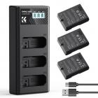 K&F Concept EN-EL14 (3 pezzi) 1050mAh e caricatore LCD a 3 slot, compatibile con NIKON D3100/D3200/D3300/D3400/D3500/D5100/D5200/D5300/D5500/D5600/DF/Coolpix p7000/p7100/p7700 /p7800/p7700/p7800