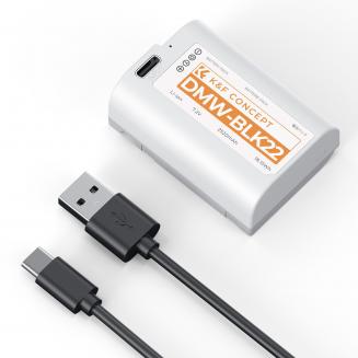 Batterie DMW-BLK22 2520 mAh, 1 unité, USB-C, charge complète en 2,5 h, compatible avec Panasonic LUMIX S5, S5II, GH6, GH5, G5 II, S5 IIX, GH7, S9, G9 II K&F CONCEPT