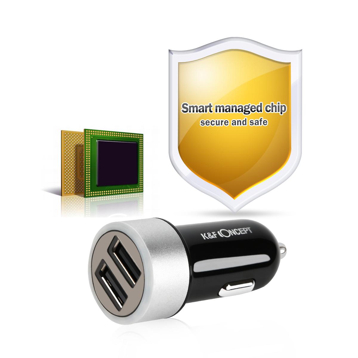 Beschoi USB Caricabatteria per auto Caricabatteria per auto Presa per sigari (2 porte tipo 2.1A) Caricabatterie USB compatibile con ricarica super veloce Durata ultra piccola Durata rapida iPhone6s / 6s Plus / 6/6 Plus / iPad / iPod / Android / Galaxy S6