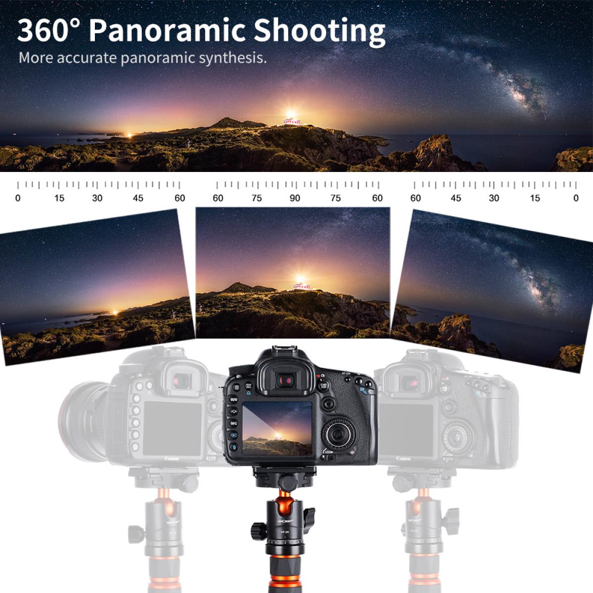 Professionele metalen statiefkogelkop 360 graden roterend panoramisch met 1/4 &quot;schroefdraad en verwijderbare snelkoppelingsplaat, geschikt voor alle spiegelreflexcamera's. Onderste 3/8 schroefgat voor montage van de statiefkop op een statief, mon