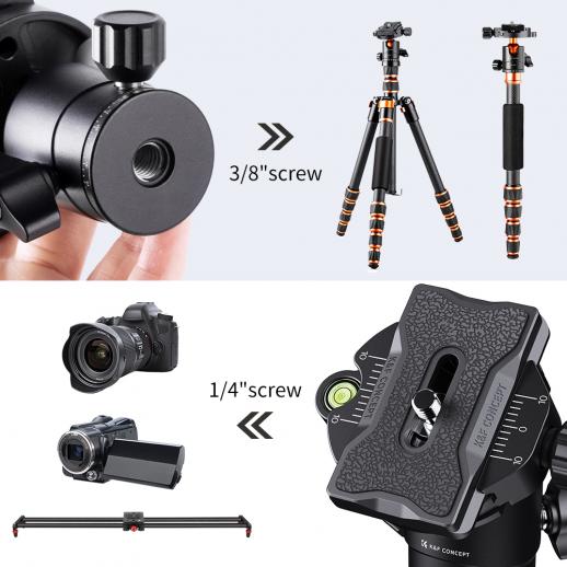 Schwarz Homyl 360 Grad Stativ-Kugelkopf-Stativkopf mit 1/4 Zoll Schnellwechselplatte für DSLR Kamera Camcorder 