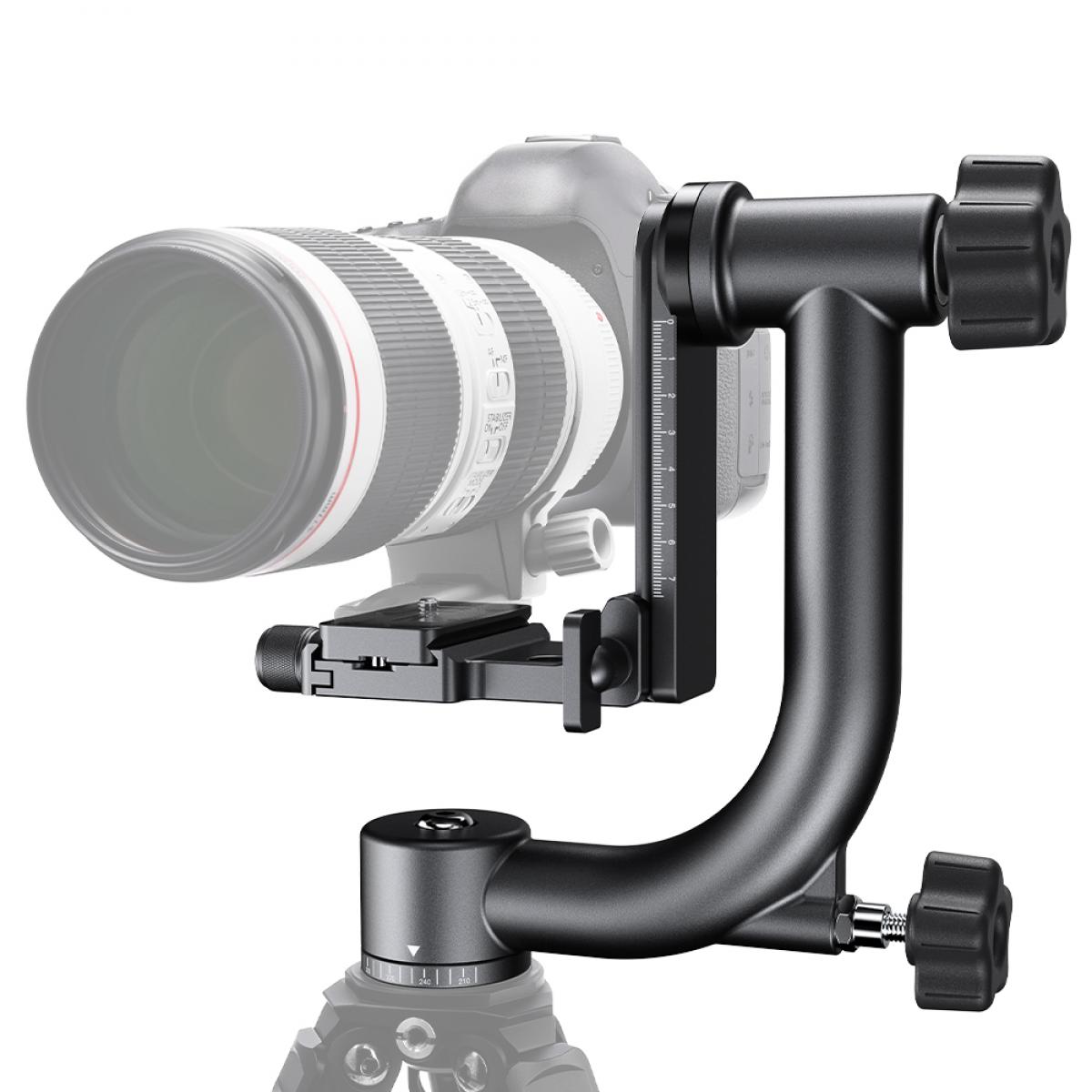 HIFFIN 360 Degree Gimble Tripod Head Panoramic Gimbal Tripod Head with Arca-Swiss Standard 1/4'' Quick Release Plate and Bubble Level for Digital 