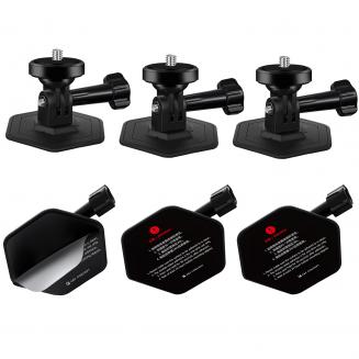 K&F Concept 3Pack Supporto Alessibile Adesivo per Casco per GoPro Hero 13/12/11/10/9/8/7 Black, DJI Osmo Action 3/4/5 Pro, Insta360 X5 X4 X3 Superfici Curve Piatte Adesive