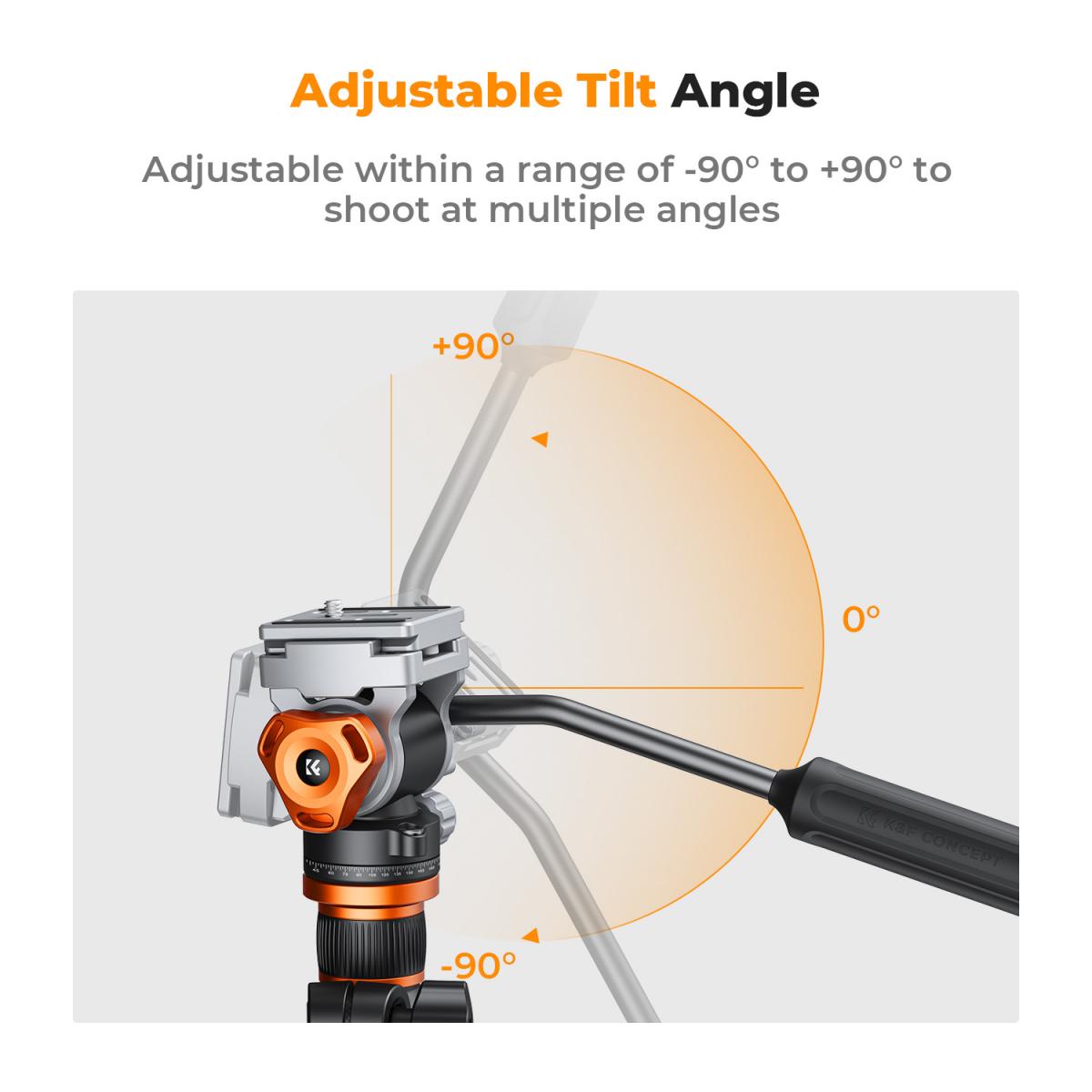 Video Fluid Head Stativhode Maks belastning 11lb/5kg, Silkemyk, Stabil Tripod Fluid Head for panorering og tilt, Arca Swiss-kompatibel væskehodefeste FH-03