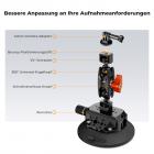 K&F Concept 4.5 Zoll Saugnapfhalterung mit Doppelkugelkopf Magic Arm, Saugnapf Kamerahalterung 3/8 Zoll-auf-1/4 Zoll Adapterschraube Handyklemme MS45 Gopro-Adapterzubehör