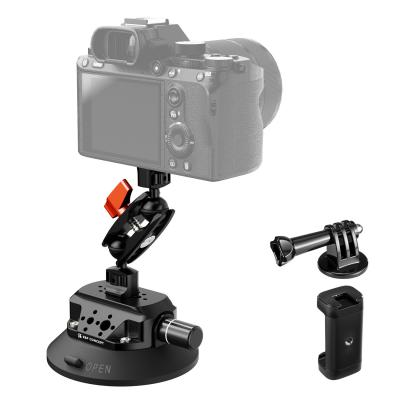 Supporto per telecamera a ventosa da 4,5" con braccio magico a doppia testa sferica, morsetto per telefono cellulare, accessori adattatore GoPro, vite adattatore da 3/8" a 1/4", MS45