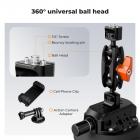 Uchwyt kamery z przyssawką 4,5" z podwójną głowicą kulową i ramieniem Magic Arm, zacisk do telefonu komórkowego, akcesoria do adaptera GoPro, śruba adaptera 3/8" do 1/4", MS45