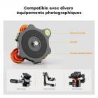 Niveleur d'appareil photo Base de nivellement de trépied Tête à trois roues pour la photographie macro Aluminium avec niveau à bulle Niveau à 3 axes avec réglage de précision de +/-5° pour tête panoramique de rotateur d'appareil photo reflex numériq
