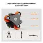 Niveleur d'appareil photo Base de nivellement de trépied Tête à trois roues pour la photographie macro Aluminium avec niveau à bulle Niveau à 3 axes avec réglage de précision de +/-5° pour tête panoramique de rotateur d'appareil photo reflex numériq