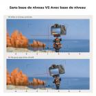 Niveleur d'appareil photo Base de nivellement de trépied Tête à trois roues pour la photographie macro Aluminium avec niveau à bulle Niveau à 3 axes avec réglage de précision de +/-5° pour tête panoramique de rotateur d'appareil photo reflex numériq