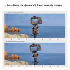 Niveleur d'appareil photo Base de nivellement de trépied Tête à trois roues pour la photographie macro Aluminium avec niveau à bulle Niveau à 3 axes avec réglage de précision de +/-5° pour tête panoramique de rotateur d'appareil photo reflex numériq