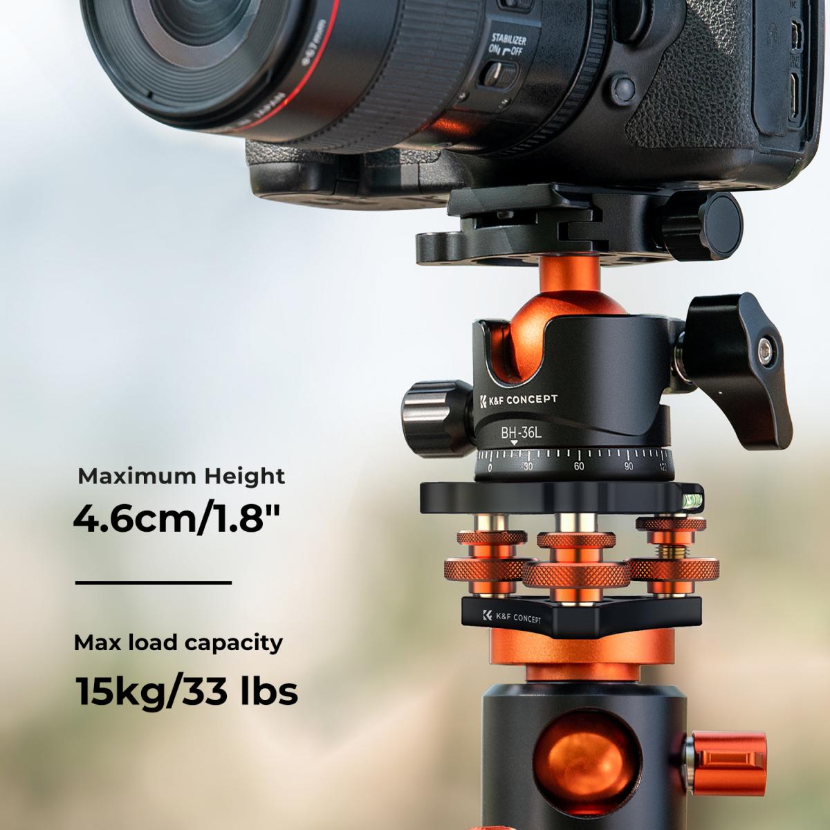 Kamerautjevningsstativ Utjevningsbase Trehjulshode for makrofotografering Aluminium boblenivå 3-aksenivå med +/-5 graders presisjonsjustering for DSLR-kamerarotator Panoramahode 1/4'' til 3/8'' adapterstøtter