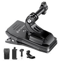 Sangle de sac à dos à rotation à 360° K&F Concept avec clip de fixation rapide pour Hero 13/12/11/10/9/8/7/6/5/4 Noir, DJI Osmo Action 5 Pro/4/3 et autres caméras d'action