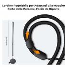 Supporto magnetico per collo con corda di trazione regolabile per action camera, con corda di trazione regolabile *1, clip per telefono cellulare *1, vite a T *1, striscia magnetica *2, cuscinetto in silicone *1, prevenzione della perdita della corda *1,