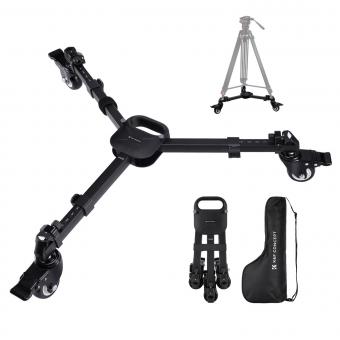 K&F Concept Photography Stativ Dolly, Heavy Duty med 3" gummihjul 44lbs kapasitet Stativhjul, kompakt videostativ Dolly med justerbare ben og bæreveske for DSLR-kameraer videokamera.