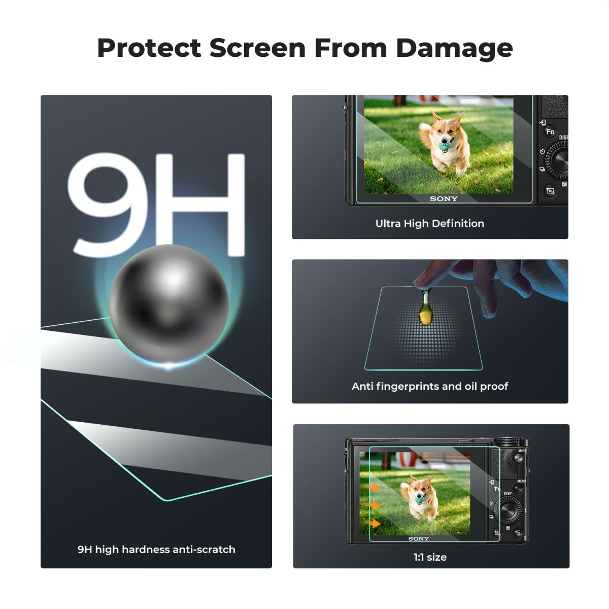 K&F Concept Displayschutzfolie*3 + Blitzschuh-Wasserwaage*3 + Staubsaugertuch*1 für Sony RX100M7-Kameras