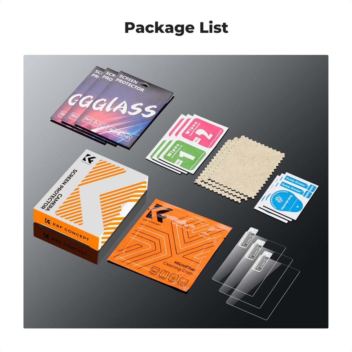K&F Concept Displayschutzfolie*3 + Blitzschuh-Wasserwaage*3 + Staubsaugertuch*1 für Sony RX100M7-Kameras