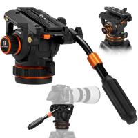 Professional Fluid Head, Silky-Smooth Fluid Head Tripod for Video Stable Tripod Head Mount Max Load 22lbs/10kg, Tripod Head for 360°Pan and -55°to 90 Tilt. BV60 K&F CONCEPT