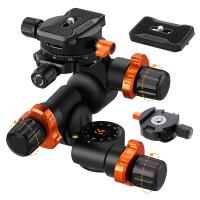 K&F Concept 3-Wege-Neiger, GD-3W PRO Geared Tripod Head, Aluminum Alloy Getriebeneiger für Kamerastative, Fotozubehör für Content Creation, Professionelle Fotografie