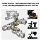 K&F Concept 3-Wege-Neiger, GD-3W PRO Geared Tripod Head, Aluminum Alloy Getriebeneiger für Kamerastative, Fotozubehör für Content Creation, Professionelle Fotografie