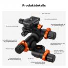 K&F Concept 3-Wege-Neiger, GD-3W PRO Geared Tripod Head, Aluminum Alloy Getriebeneiger für Kamerastative, Fotozubehör für Content Creation, Professionelle Fotografie