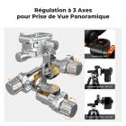 Tête à Crémaillère 3D en Aluminium pour Trépied avec Plateau Rapide | Charge Max 6 kg (13 lbs)