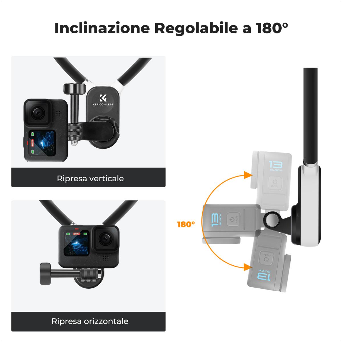 K&F Concept Supporto magnetico da collo per telecamera d'azione