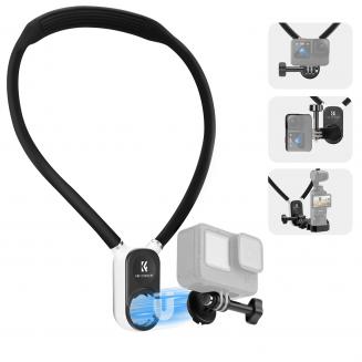 K&F Concept Magnetischer Nackenhalterung für Aktion Kamera, Biegbare Neck Mount POV Nackenhalterung mit Magnetischer Schnellverschluss, 60cm Nackenhalter Hals Halterung Multi-Winkel Einstellbar