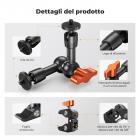 Braccio magico da 6" con Super Clamp, kit di morsetti per braccio magico con vite filettata da 1/4" e 3/8", braccio articolato a frizione con attacco a morsetto a slitta fredda per monitor, luce LED, webcam, action camera