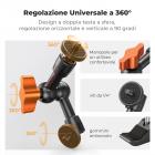 Braccio magico da 6" con Super Clamp, kit di morsetti per braccio magico con vite filettata da 1/4" e 3/8", braccio articolato a frizione con attacco a morsetto a slitta fredda per monitor, luce LED, webcam, action camera