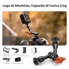 Braccio magico da 6" con Super Clamp, kit di morsetti per braccio magico con vite filettata da 1/4" e 3/8", braccio articolato a frizione con attacco a morsetto a slitta fredda per monitor, luce LED, webcam, action camera