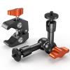 Süper Kelepçeli 6" Magic Arm, 1/4" ve 3/8" Dişli Vidalı Magic Arm Kelepçe Takımı, Monitör, LED Işık, Web Kamerası, Aksiyon Kamerası için Soğuk Ayakkabı Kelepçe Montajlı Eklemli Sürtünme Kolu