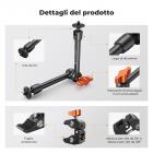 Braccio magico da 9,8" con Super Clamp, kit di morsetti per braccio magico con vite filettata da 1/4" e 3/8", braccio articolato con frizione e attacco a morsetto per slitta fredda per monitor, luce LED, webcam, action camera