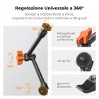 Braccio magico da 9,8" con Super Clamp, kit di morsetti per braccio magico con vite filettata da 1/4" e 3/8", braccio articolato con frizione e attacco a morsetto per slitta fredda per monitor, luce LED, webcam, action camera