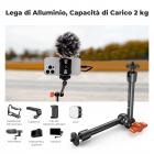 Braccio magico da 9,8" con Super Clamp, kit di morsetti per braccio magico con vite filettata da 1/4" e 3/8", braccio articolato con frizione e attacco a morsetto per slitta fredda per monitor, luce LED, webcam, action camera