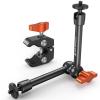 Süper Kelepçeli 9.8" Magic Arm, 1/4" ve 3/8" Dişli Vidalı Magic Arm Kelepçe Takımı, Monitör, LED Işık, Web Kamerası, Aksiyon Kamerası için Soğuk Ayakkabı Kelepçe Montajlı Eklemli Sürtünme Kolu