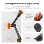 Ramię Magic Arm 9,8" z super zaciskiem, zestaw zacisków Magic Arm ze śrubą gwintowaną 1/4" i 3/8", ramię przegubowe cierne z mocowaniem zacisku Cold Shoe do monitora, oświetlenia LED, kamery internetowej, kamery sportowej