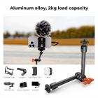 Ramię Magic Arm 9,8" z super zaciskiem, zestaw zacisków Magic Arm ze śrubą gwintowaną 1/4" i 3/8", ramię przegubowe cierne z mocowaniem zacisku Cold Shoe do monitora, oświetlenia LED, kamery internetowej, kamery sportowej