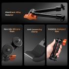 Braccio magico da 9,8" con Super Clamp e clip per telefono, kit di morsetti per braccio magico con vite filettata da 1/4" e 3/8", braccio articolato con attacco a morsetto Cold Shoe per monitor, luce LED, webcam, action camera