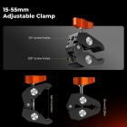 Braccio magico da 9,8" con Super Clamp e clip per telefono, kit di morsetti per braccio magico con vite filettata da 1/4" e 3/8", braccio articolato con attacco a morsetto Cold Shoe per monitor, luce LED, webcam, action camera