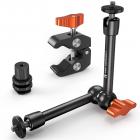 Braccio magico da 9,8" con Super Clamp e giunto Cold Boot, kit di morsetti per braccio magico con vite filettata da 1/4" e 3/8", braccio articolato con frizione e supporto per morsetto Cold Shoe per monitor, luce LED, webcam, action camera