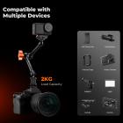 Braccio magico da 9,8" con Super Clamp e giunto Cold Boot, kit di morsetti per braccio magico con vite filettata da 1/4" e 3/8", braccio articolato con frizione e supporto per morsetto Cold Shoe per monitor, luce LED, webcam, action camera