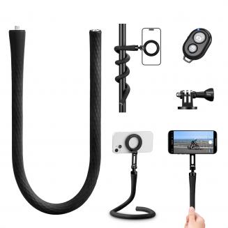 K&F Concept MS35 Flexible magnetische Handyhalterung, Selfie Stick mit Fernbedienung, Halterung für Smartphone/Action Kamera, DJI OSMO Pocket 3/Action 5 Pro/4/3, GoPro Hero 13/12/11, Insta360 X5/4