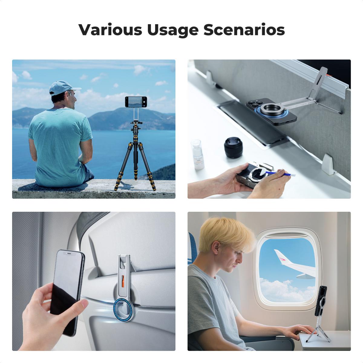 K&F CONCEPT Magnetiskt Telefonstativ, 23N Starkt Magnetiskt Ministativ Aluminiumlegering Fickselfiepinne, Magsäker Telefonhållare Kompatibel med iPhone 17 16 15 14 13 12-serien (Silver)