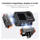 Support adaptateur magnétique à dégagement rapide pour DJI Osmo Action 5 Pro, avec trou de vis 1/4/connexion d'adaptateur, extension de support en alliage d'aluminium pour accessoires Osmo Action 4/Action 3