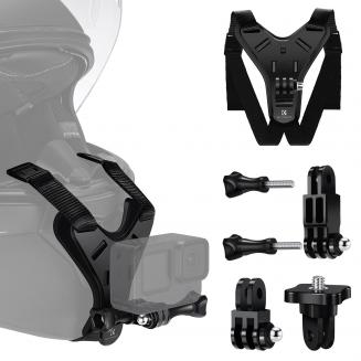 K&F Concept Action Kamera Motorrad Dirt Bike Helm Kinnriemenhalterung, Motorrad Helmhalterung Befestigungsvorrichtung für DJI Osmo 360 GoPro Hero 13/12/11 DJI Osmo Action 5Pro/4/3 Insta360 X5/X4/X3
